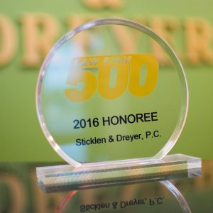 Sticklen Dreyer Tinney's Top 500 Law Firms Award.